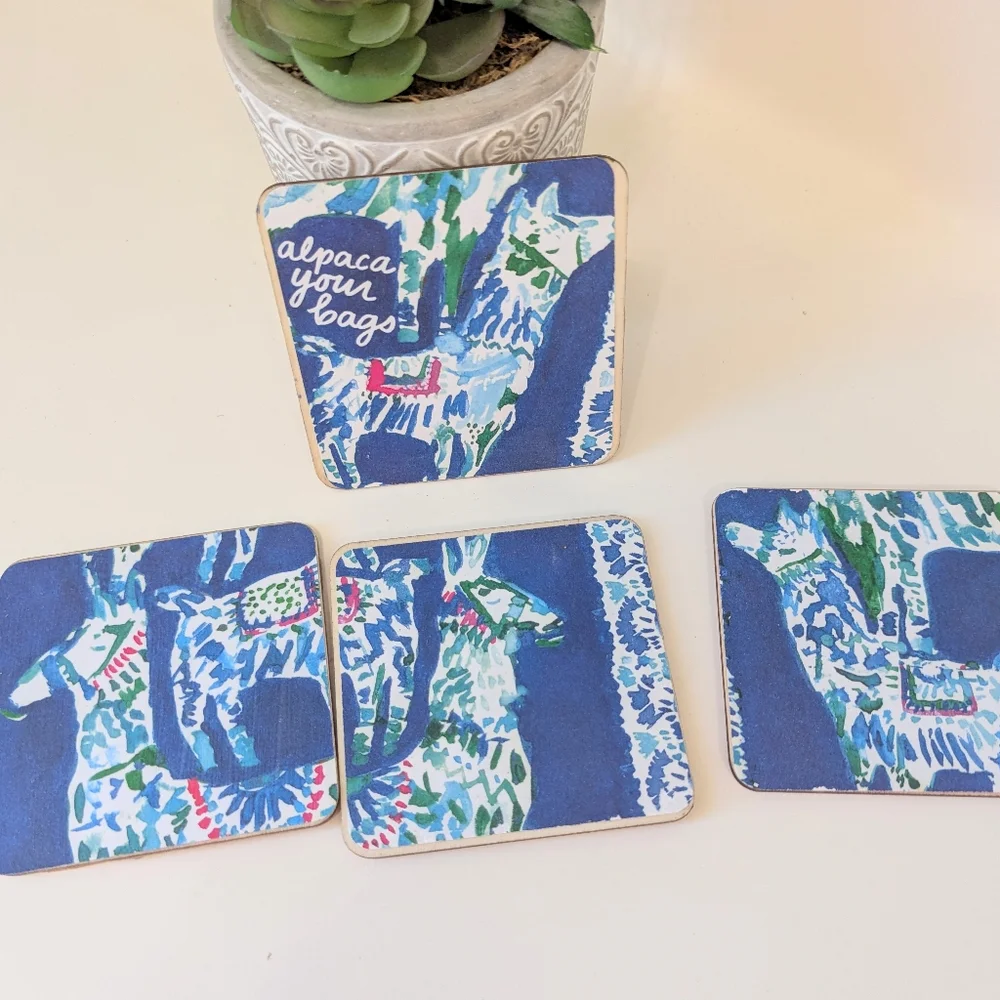Set Of 4 Lilly Pulitzer Handmade Coasters